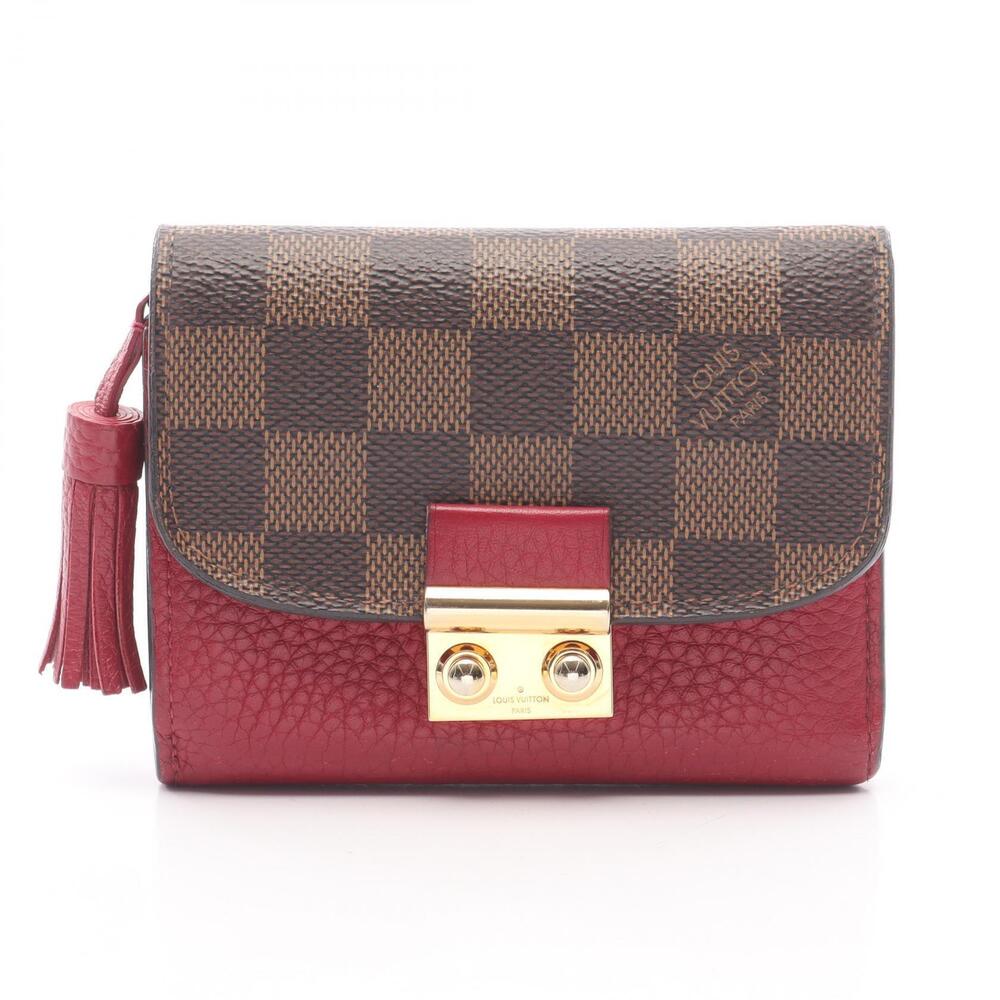 Louis Vuitton Portefeuille Croisette Damier Wallet Canvas Leather Ebene Brown